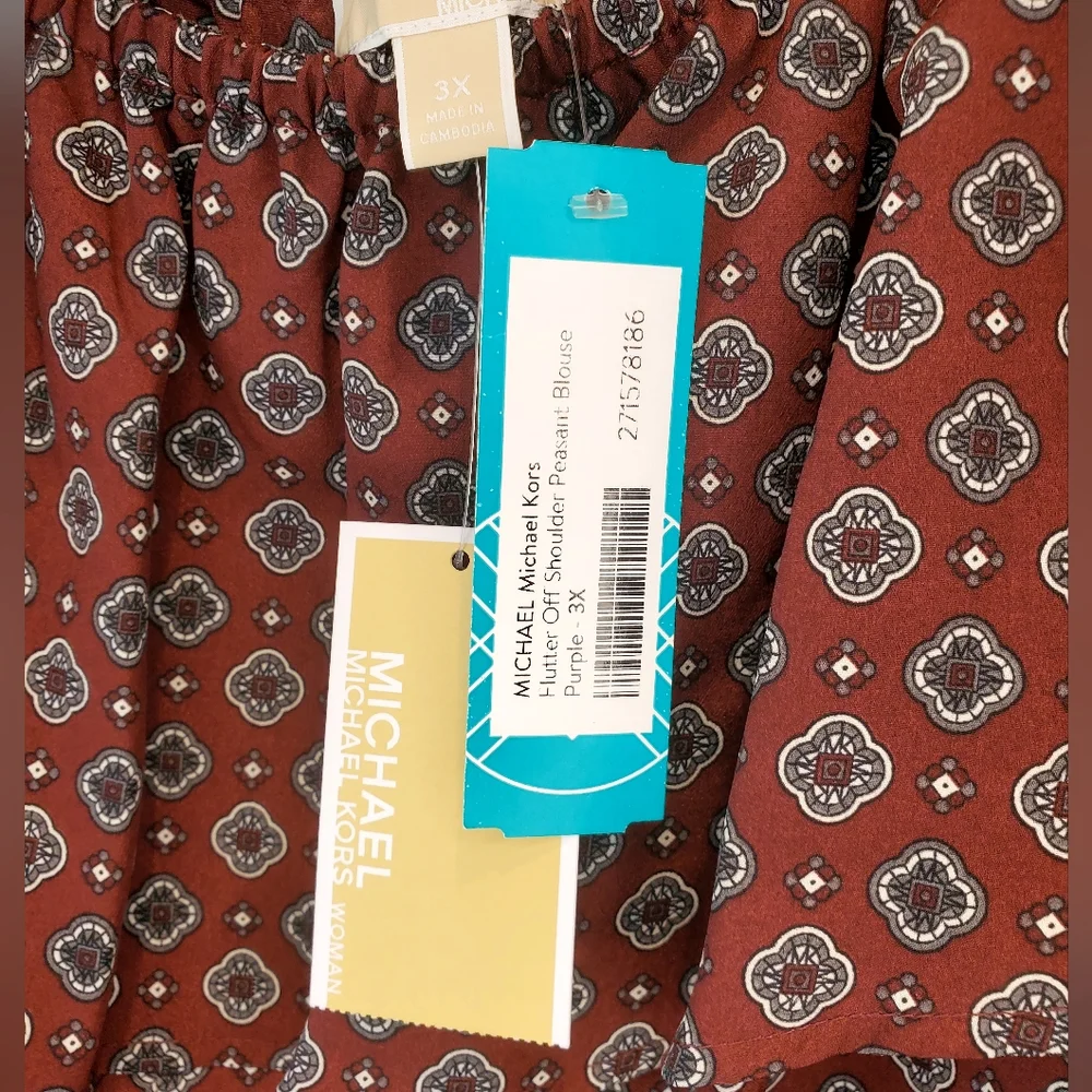 Michael Michael Kors Flutter Off Shoulder Peasant Blouse Size 3X - Picture 5 of 8
